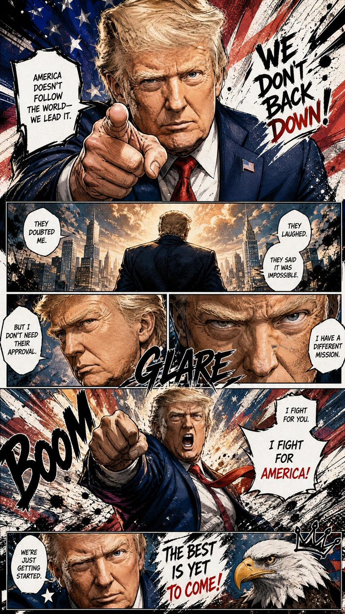 创建一个基于参考照片中人物的全页彩色漫画插图。使用真实的漫画页面构图，在单页上有5–7个动态连接的面板。包括电影式叙事、戏剧性视角、富有表现力的...