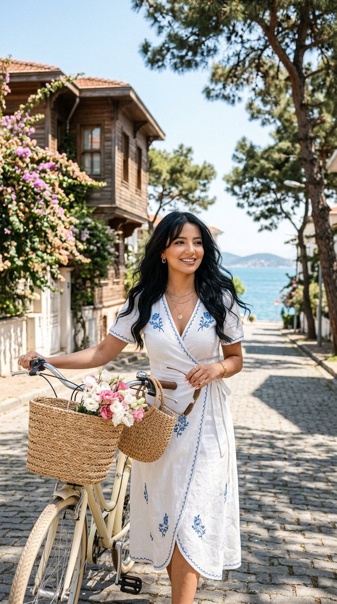 reference woman, joyful relaxed smile, soft sunlit gaze, loose soft waves with natural island br...