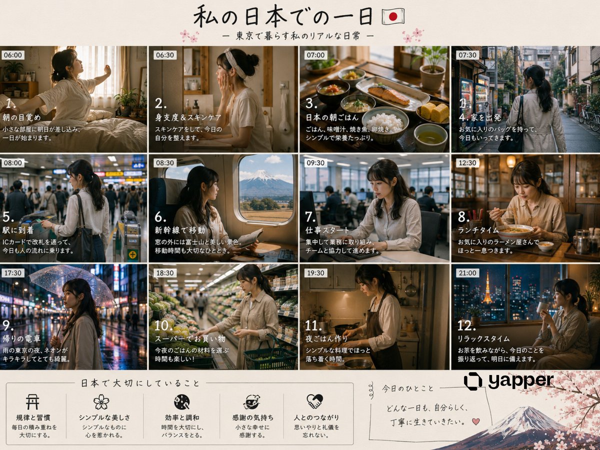 电影感日系生活片段视频，纪录片写实风格，宁静的东京日常生活，情感叙事，正统日本文化，流畅稳定的镜头运动，自然的表情，温馨氛围，真实环境，超精细，4K 电影级画质。 [场景 1 — 06 :00...
