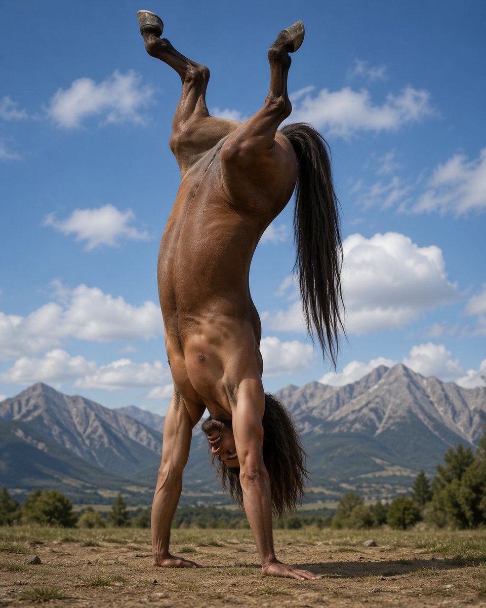 Make an image of a centaur doing a handstand https://t.co/JyO7nJNJCL