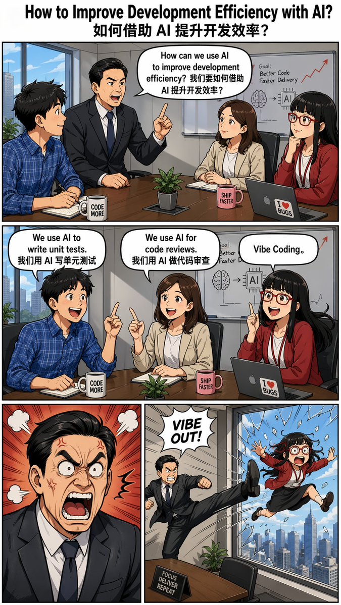 "Out the Window"（扔出窗外）梗式四格漫画 --- Prompt --- Create an "Out the Window" meme-style four-panel com...