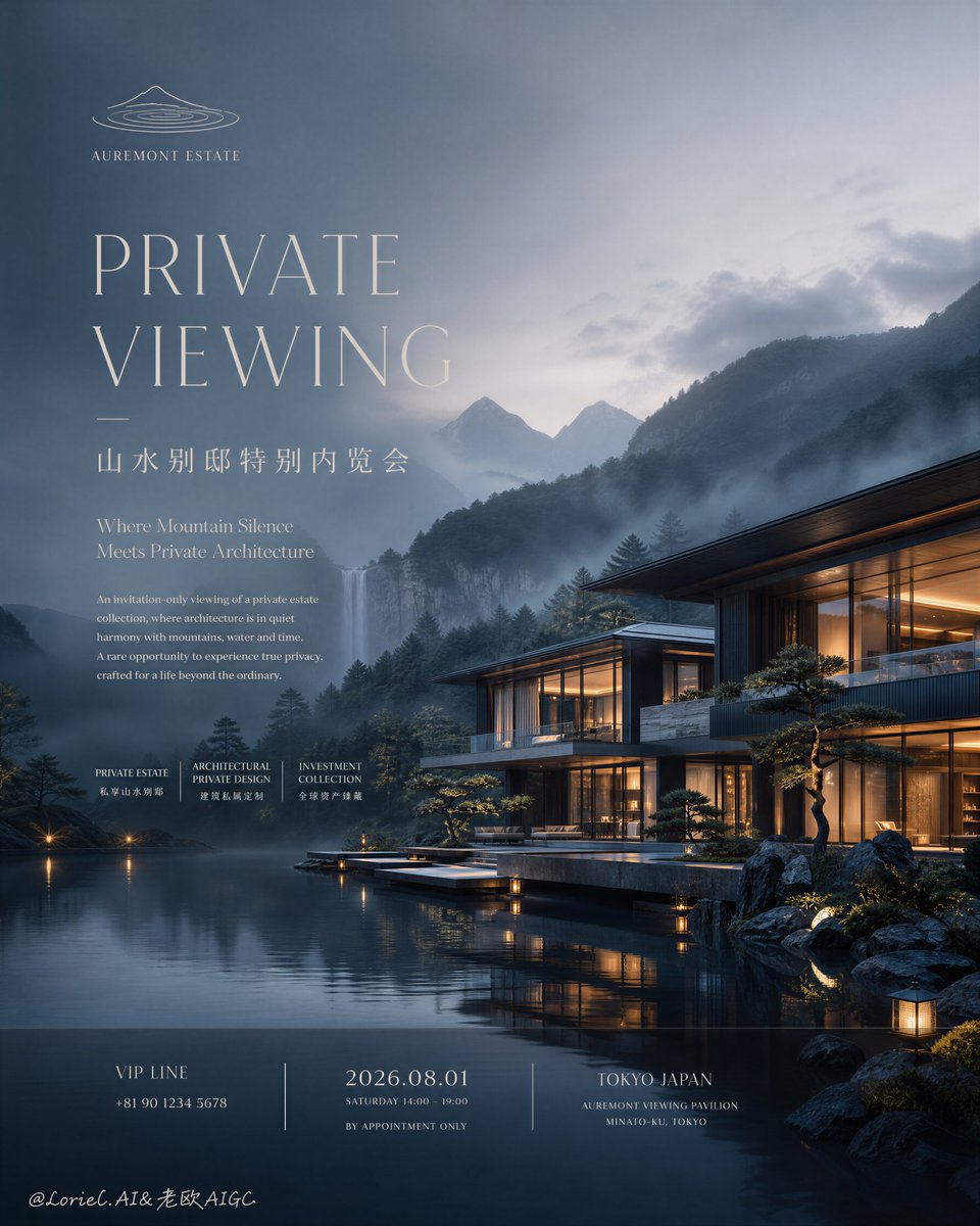 廉价宣传册设计，过大粗体字体，通用度假村广告，奇幻宫殿，杂乱的景观，塑料感的水，浑浊的雾气，平坦的山景背景，镜面般的假玻璃，凌乱的文字布局，低细...