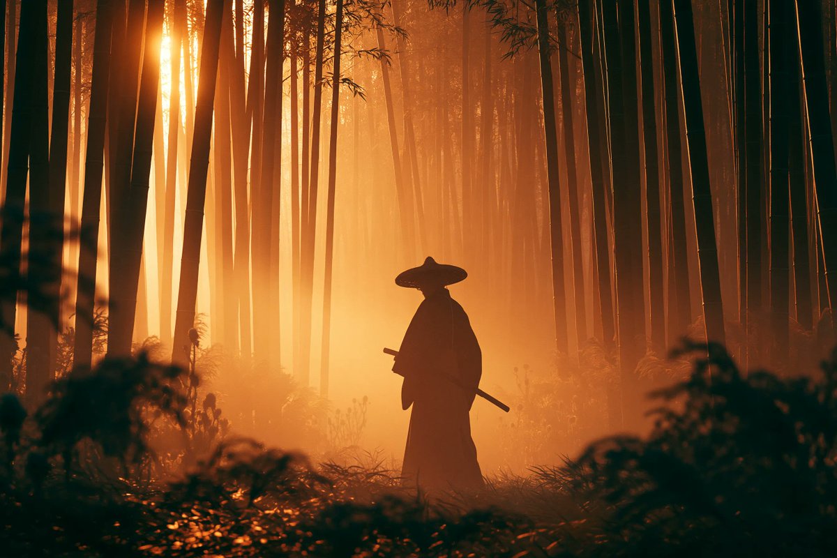 [SUBJECT] 矗立于广袤的 [ENVIRONMENT] 中，被 [LIGHT COLOR] 的光线强烈地逆光勾勒。雾气在场景中飘散，营造出纵深与宏大感。柔和的景深、电影感构图、模拟胶片质...