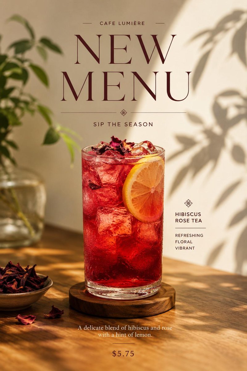 Create a premium cafe advertisement poster featuring PRODUCT_NAME as the...