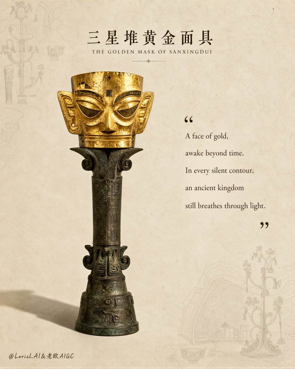 推荐一座文明古城，别先放全景地标；先放一块能让人想触摸的“证据”。 一根残柱、一道纹饰、一个面具，足以承载整座城市的时间感。旅游海报从“介绍景点”变成“邀请你走近文明”。 ✦ one symb...