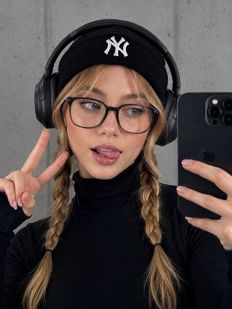 一张超写实的近距离镜面自拍照，画面中是一位外貌酷似 Sydney Sweeney（西德妮·斯威尼）的美丽年轻女性。她拥有光洁透亮的瓷白肌肤，肤质...