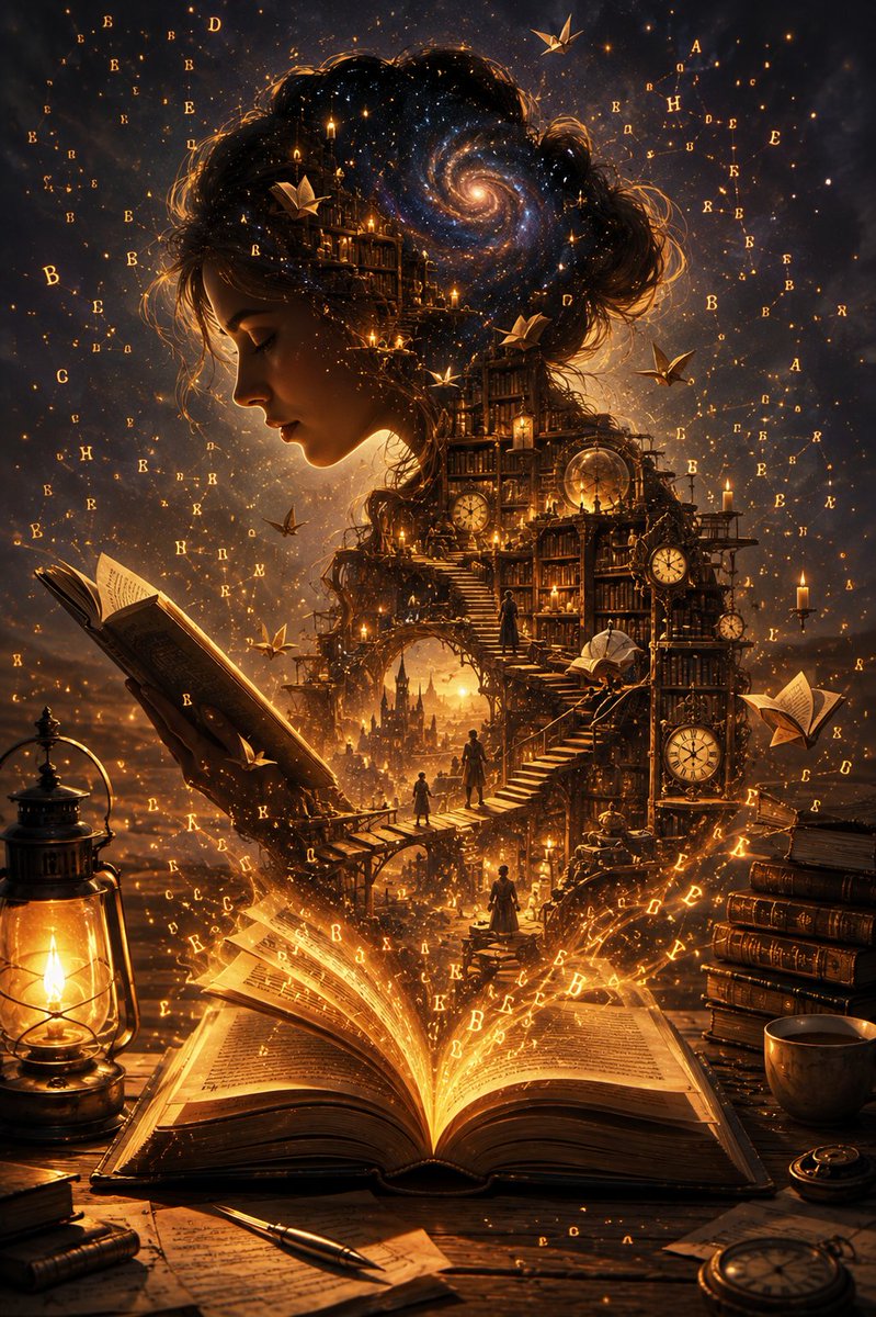 记忆的图书馆 📚🌌 我们读过的每一个故事，都悄然成为我们的一部分。 有些书，不仅仅是讲述故事。 它们在我们的内心构建起一整个世界。 每一页纸都化...