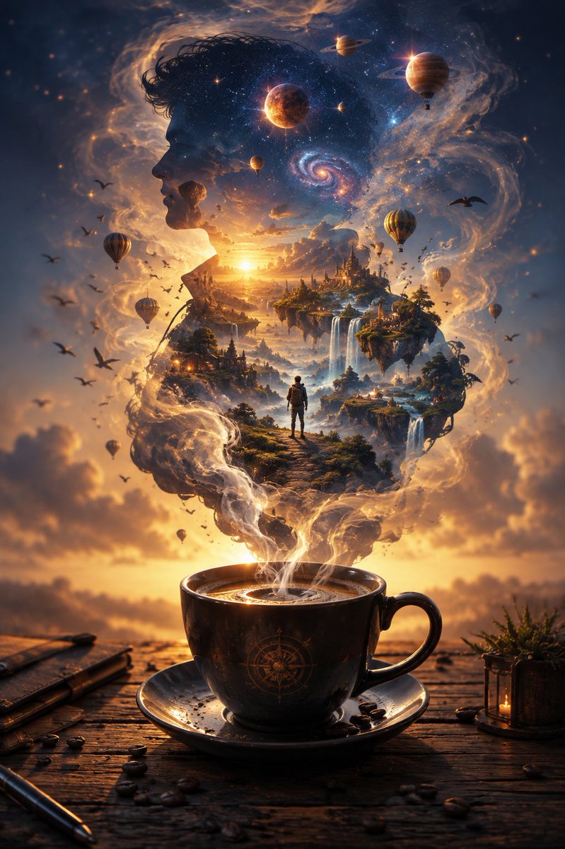 杯中宇宙 ☕✨ 每一段伟大的冒险，都始于一安静的瞬间。 一杯温热的咖啡。 一颗好奇的心。 以及一份拒绝渺小的想象。 也许宇宙并不在遥远的地方。...