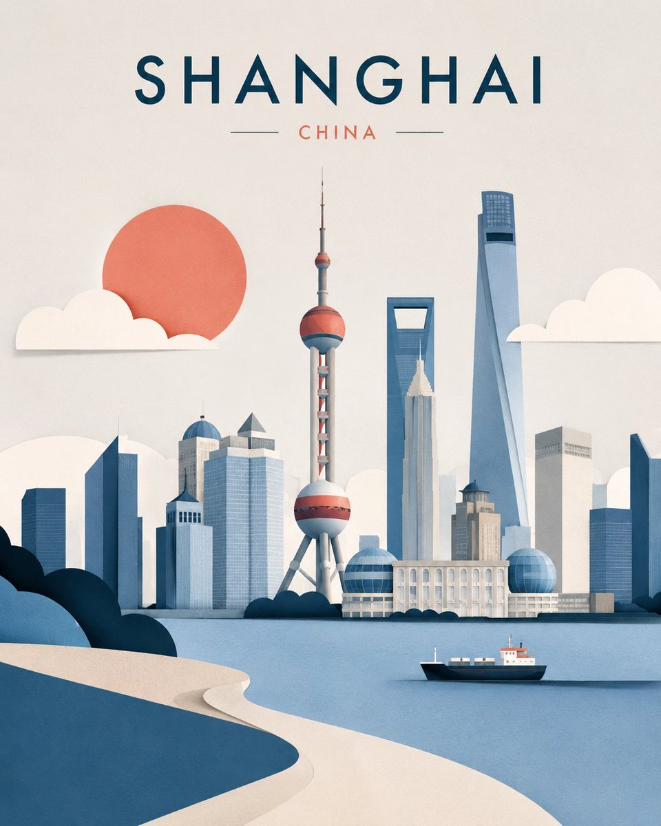 创建一个高端编辑风格的旅行插画，描绘 [DESTINATION]，[COUNTRY/REGION]，采用极简的分层剪纸插画风格。重要提示：此作品绝不能看起来像繁忙的手工纸质工艺品。相反，它应该...