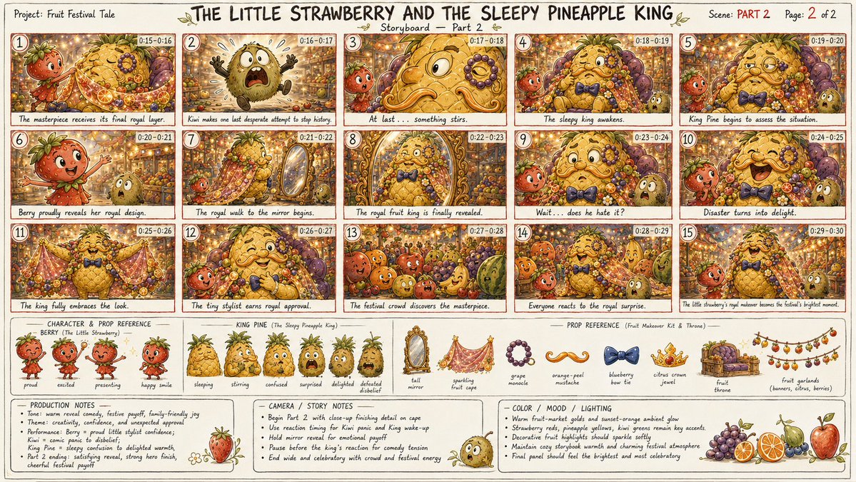 为一部原创、家庭友好的水果奇幻喜剧《THE LITTLE STRAWBERRY AND THE SLEEPY PINEAPPLE KING》（小...