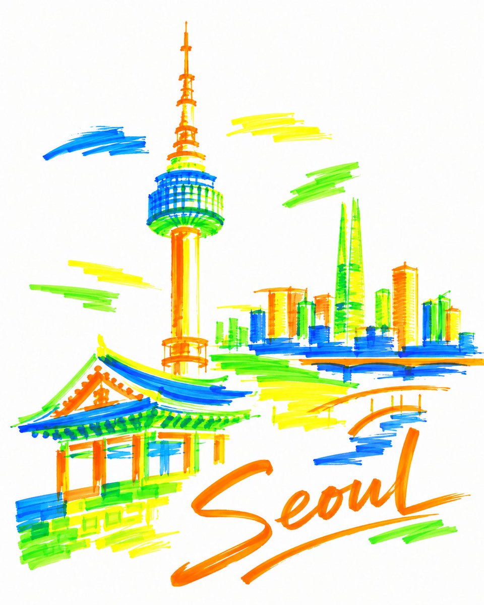 画面比例：4:5 [DESTINATION] = [CITY / COUNTRY NAME] 为 [DESTINATION] 创作一幅大胆、精致、纵向 4:5 的旅行艺术海报，整幅作品仅用四支...