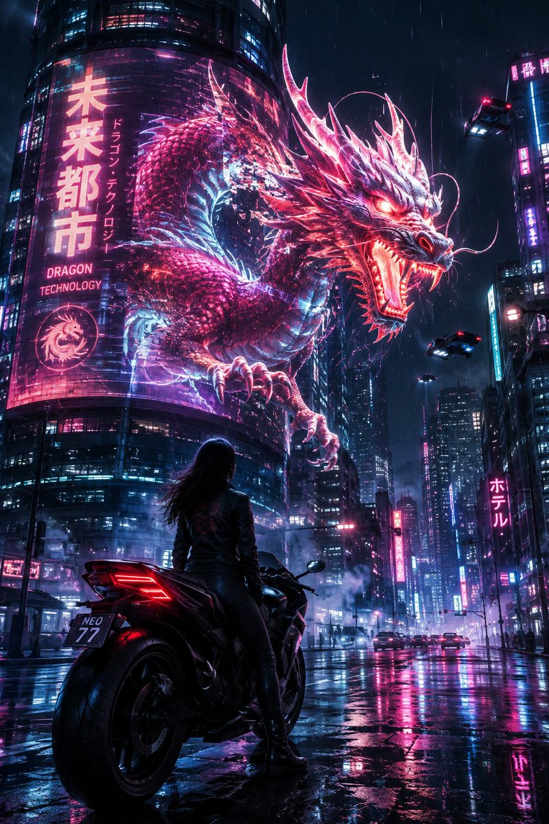 工龙苍龙苏醒 🐉🌃 在一座一切都是人工的城市里，一个全息图决定要变得真实。 全息图本不该离开屏幕。 但在午夜，有些东西变了。 在新城雨淋淋的街道...