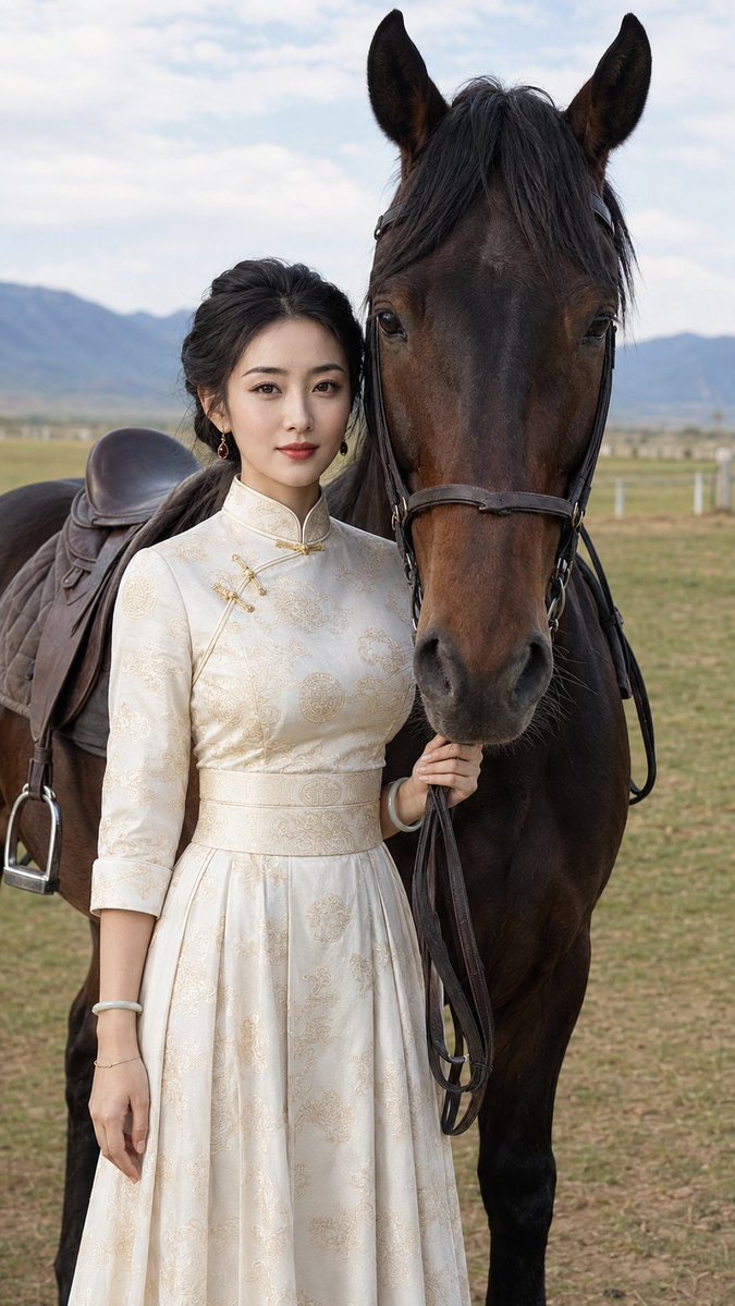 骏马美女🐎 GPT- image 2 prompt 👇 Create a photorealistic 9:16 vertical equestrian portrait of an exce...