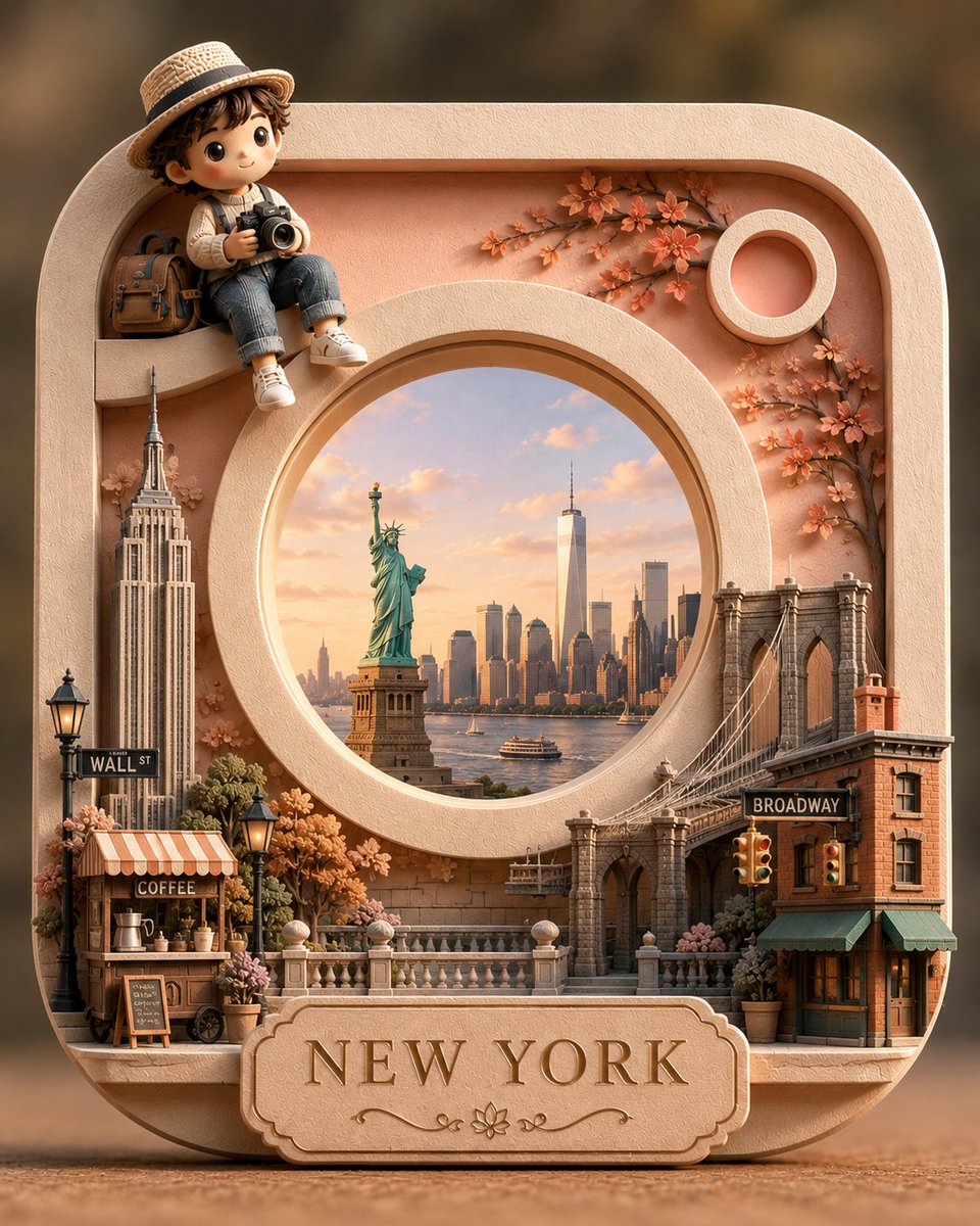 创作一个受 Instagram 标志启发的高级 3D 剪纸立体场景，以标志性的圆角方形外框和中心圆形镜头作为核心结构元素。构图应通过一个简洁、优...