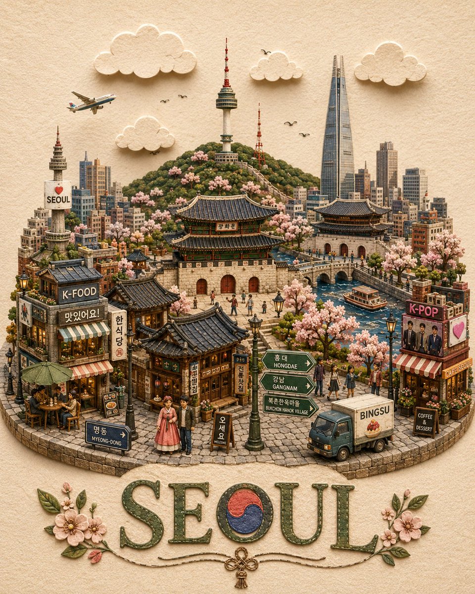 创作一幅精致的英国伦敦微缩立体纸艺与黏土立体场景插画，以高品质手工纪念明信片的形式呈现。场景设置在温暖的米白色纹理纸张背景上，一座圆润的鹅卵石小岛之上。 画面中包含微缩的大本钟与威斯敏斯特宫、...