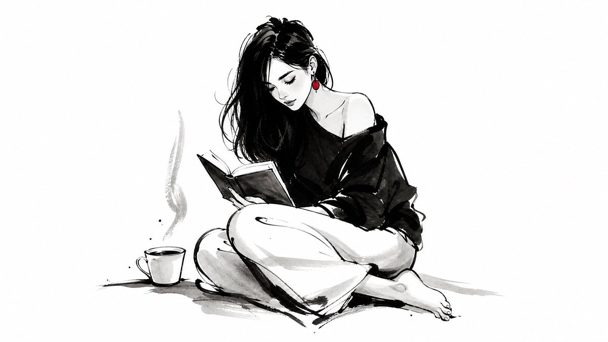 “[SUBJECT] 的极简主义水墨插画，笔触自信利落，轮廓简约，细节微小传神，纯黑墨色搭配一处微妙点缀，白色背景，现代角色设计美学，带有手工艺...