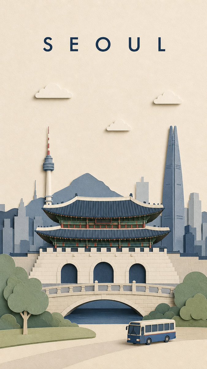 为{DESTINATION / CITY}创作一张竖版 9:16 的高级旅行海报,采用极简手工分层剪纸拼贴风格。 使用温暖的米白色背景,带有细腻的哑光卡纸纹理、可见的细密纸纤维、清晰的剪切边缘...