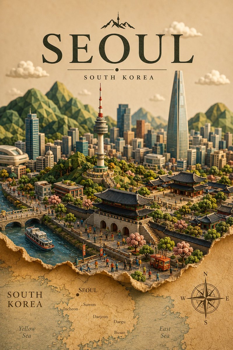 地点："[LOCATION]" 以独特的混合媒介低多边形 3D + 手工黏土/橡皮泥立体模型风格，创作一幅高端纵向旅行海报插画，主题为 [LOCATION]。 主体场景 将 [LOCATION...