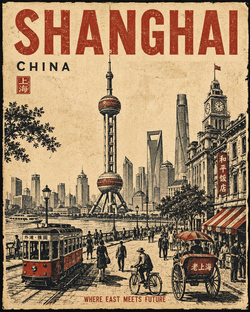 为[城市]、[国家]创作一张高级品质的4:5竖版复古旅行海报。每次生成都需遵循相同的视觉结构、构图、比例和艺术处理方式。最终成品必须感觉像是同一...