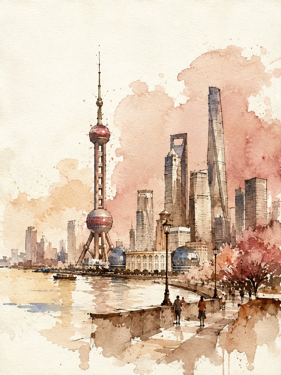 水彩与墨水旅行海报，关于 {CITY}，{COUNTRY}。竖版 3:4。 松散的手绘海报，已完成 — 不是未完成的草稿。 身份锁定 — 画得清...