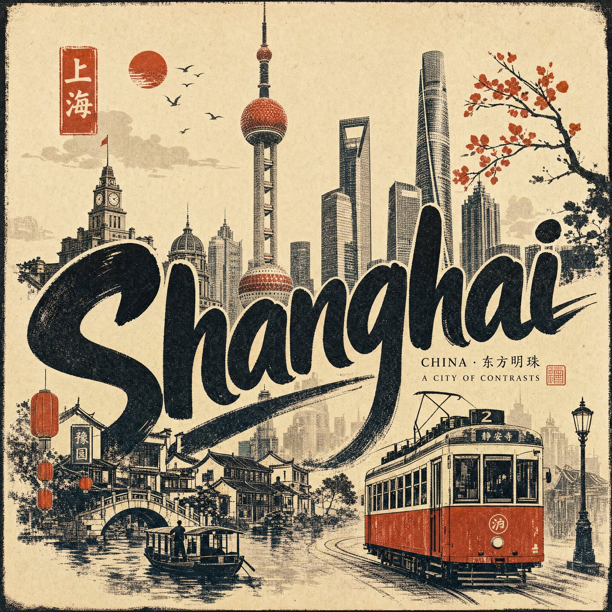 为 [CITY]（[COUNTRY]）创作一张高级的 4:5 纵向复古旅行海报，风格设计为优雅的当代手工丝网印刷 / 麻胶版画拼贴作品，呈现于温...