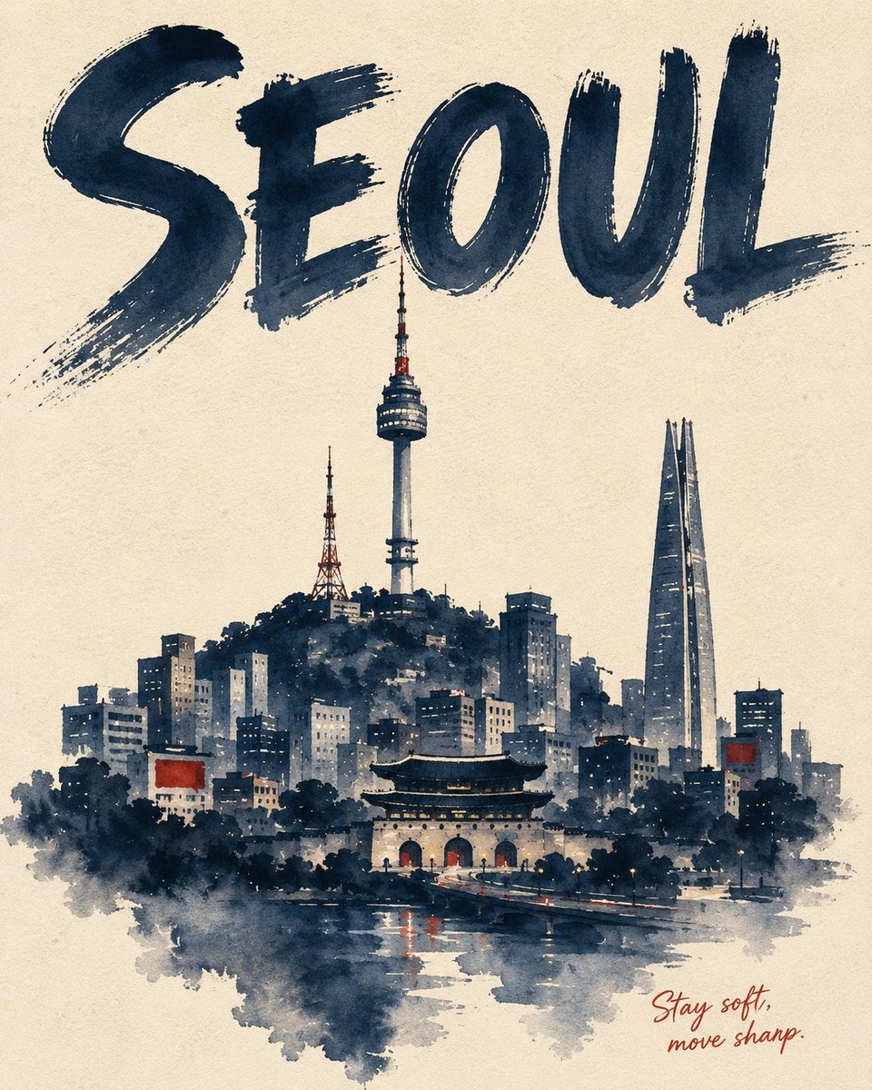 @创建图像 {CITY} — 大写的英文城市名称 {SUBJECT} — 一座地标建筑作为最高点,一座次要结构略低一层,其下一条中层建筑或地形带,底部以树丛或水面收尾——重叠为单一剪影,忽略真...