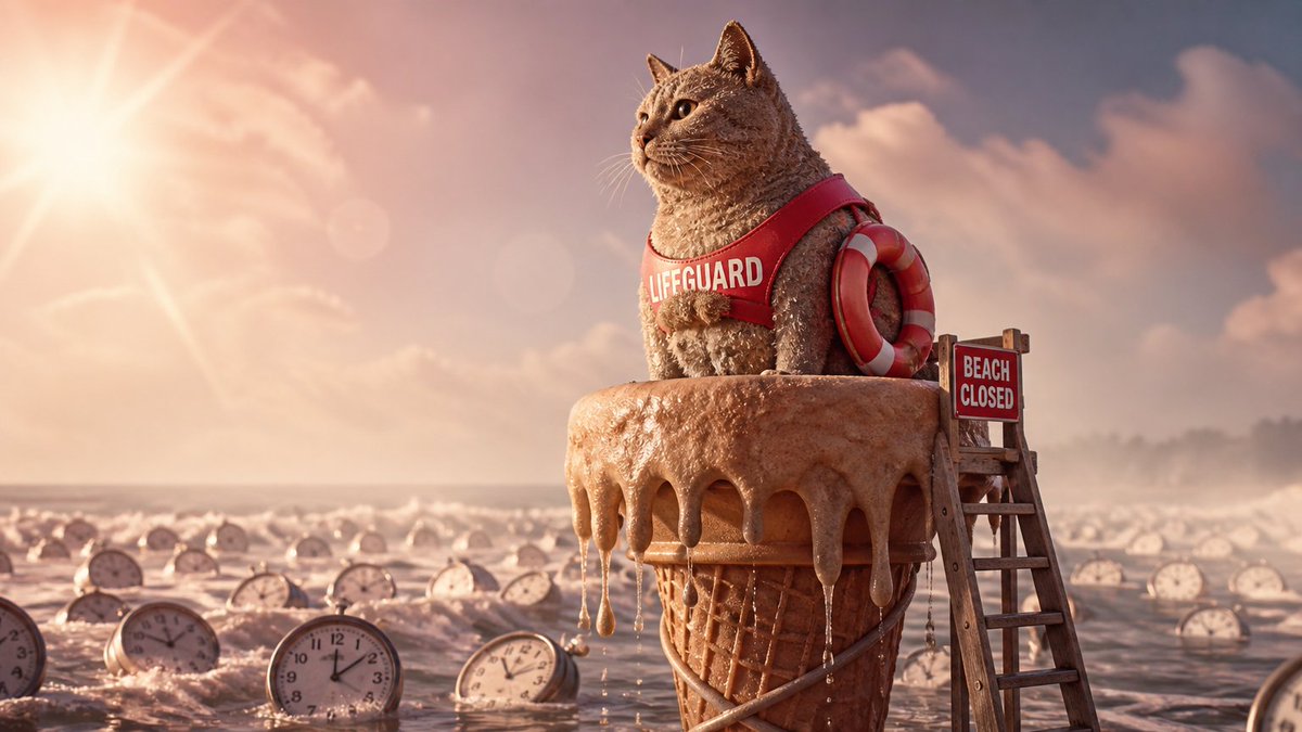 猫当海滩救生员 1. 写实摄影：写实摄影风格的猫海滩救生员，85mm f/1.4 镜头拍摄，浅景深，黄金时段逆光。这只虎斑猫穿着一件褪色的红色救生衣，毛发在盐雾中闪闪发光，栖息在一座风化的救生...