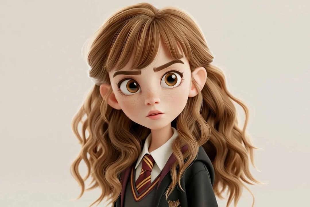 一个高度风格化的3D[Character]夸张漫画形象，拥有超大头部、富有表现力的面部特征以及俏皮的夸张手法。采用光滑精致的风格渲染，材质洁净，环境光线柔和。极简背景以凸显角色的魅力与存在感。