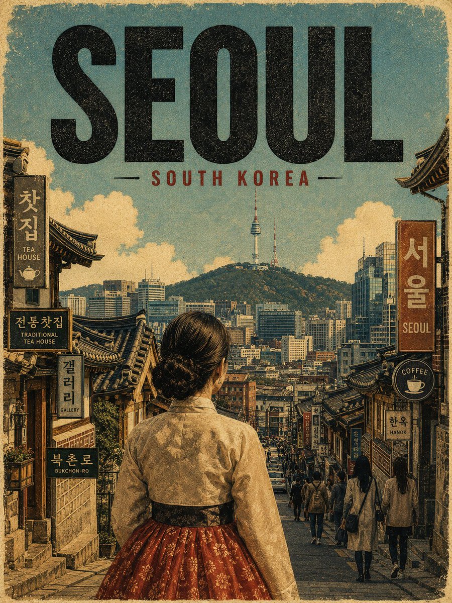 创作一幅精致的复古中世纪旅行海报，主题为 [CITY, COUNTRY]，画面中有一位 [MAIN SUBJECT/CHARACTER]，身着 [OUTFIT/STYLE]，身处 [FOREG...
