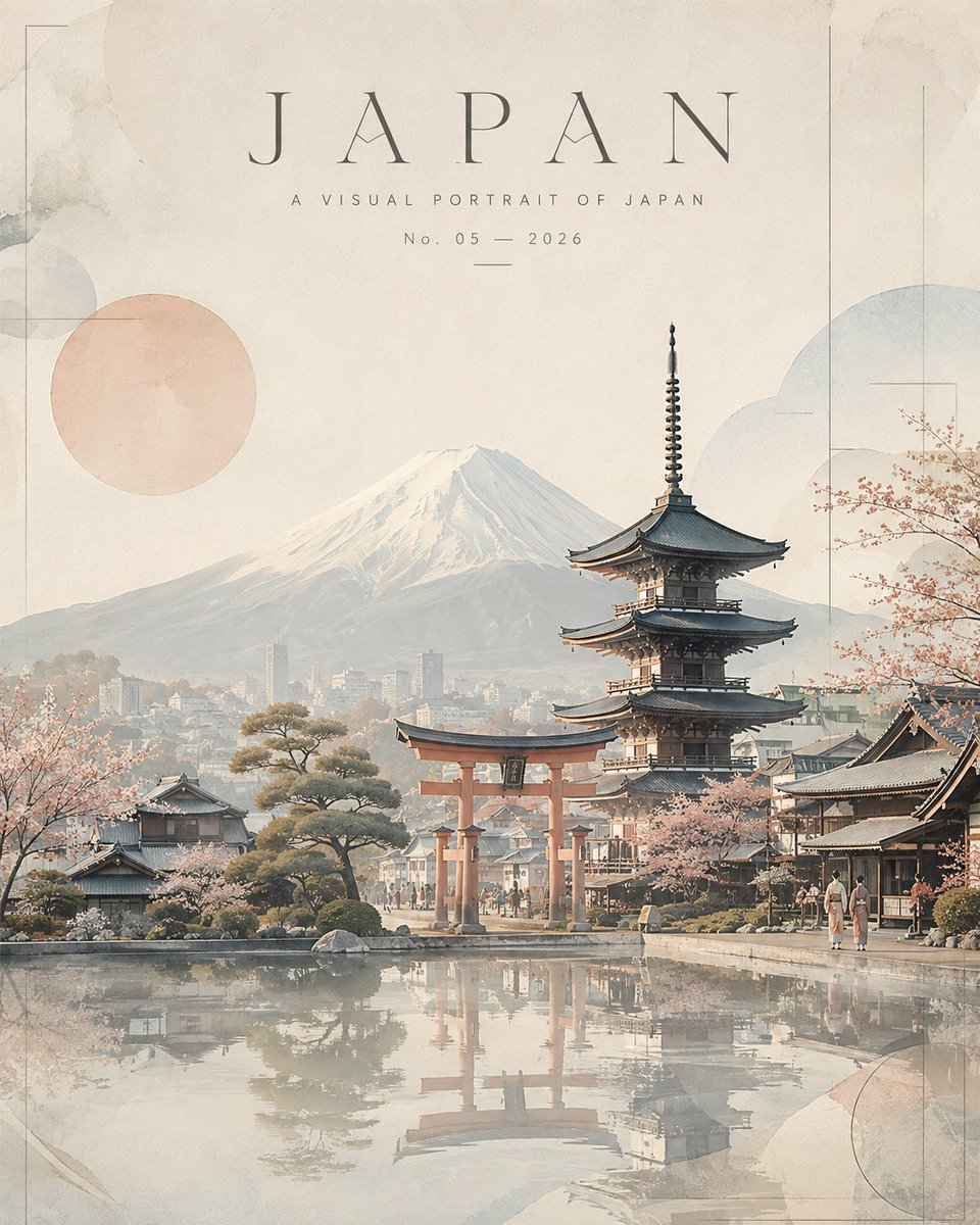创作一幅高端 4:5 竖版当代旅行艺术作品,以精致、富有氛围的编辑级景观重新构想[COUNTRY]。 不要呈现各自独立的地标,而是将[COUNT...