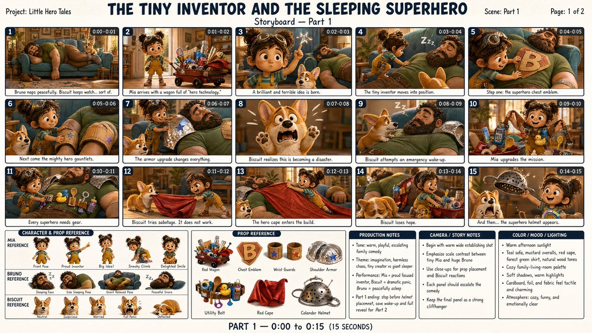 为一部名为《THE TINY INVENTOR AND THE SLEEPING SUPERHERO》（小小发明家与沉睡的超级英雄）的原创 3D...