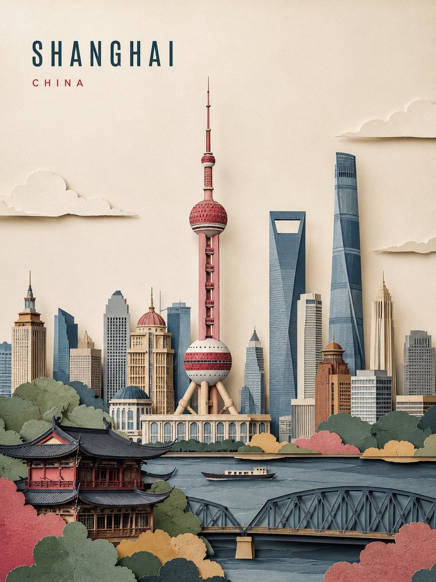 创建一张精致的竖版 3:4 旅行海报，以 {CITY} 为主题，采用手工分层剪纸地标拼贴风格。 仅使用城市名称。识别其所在国家、建筑特征、景观、...