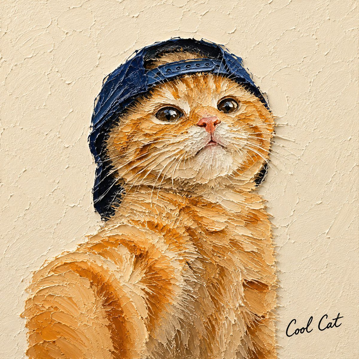 将所附照片中的主体转换为一幅正方形微型画，采用刮刀厚涂（impasto）油画风格。 [风格 — 强调 3D 质感] 使用大胆、浓厚的厚涂颜料，以刮刀涂抹，颜料凸出表面约 3–5 毫米。 每块颜...