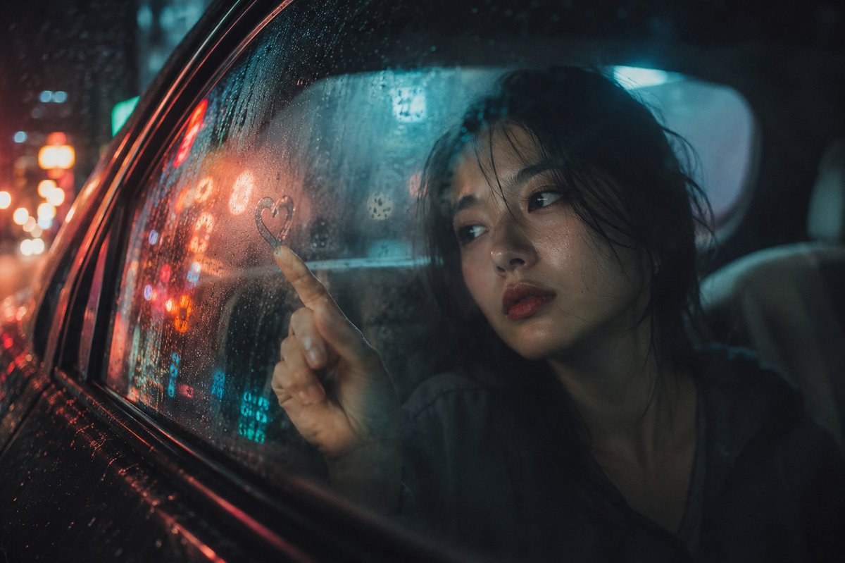 电影感雨夜人像, cinematic photography, photorealistic, analog film aesthetic, e...