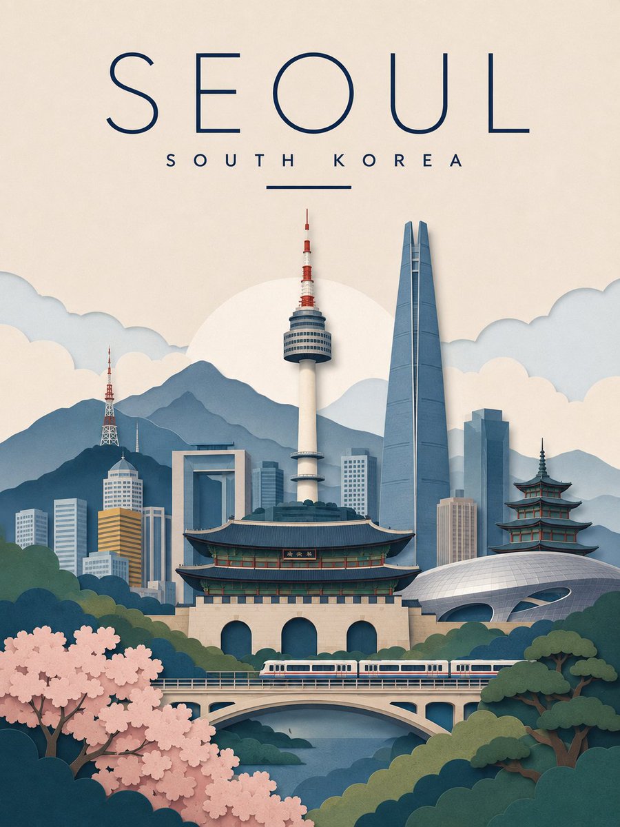 制作一张高级感分层剪纸风格的平面矢量旅行海报，主题为[DESTINATION]，设计为干净的母版关键帧，用于未来一段 15 秒 VOX 风格的 Seedance 2.5 动画。 画面比例：3:...