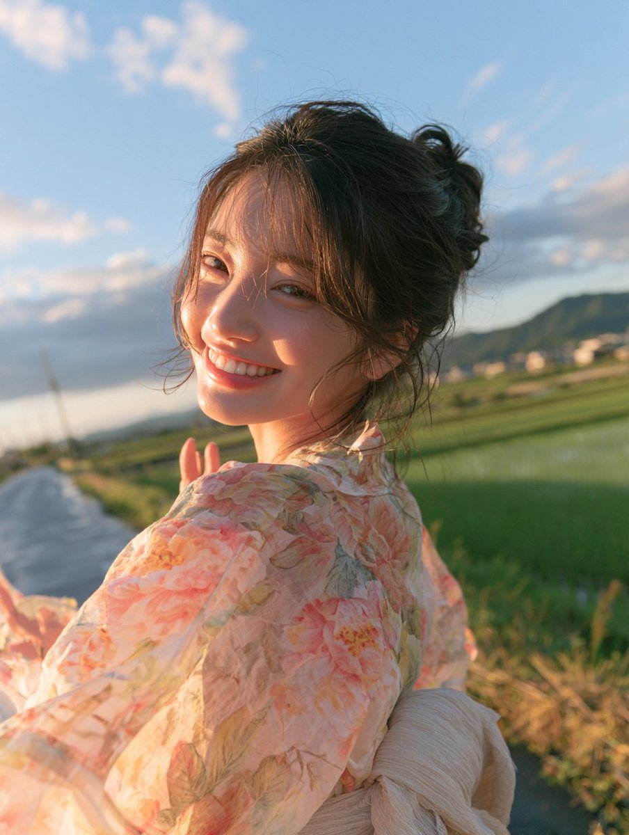 傍晚骤雨过后，我与你的夏日祭。 提示词（midjourney）： Japanese woman in the evening, wearing a properly dressed tradi...
