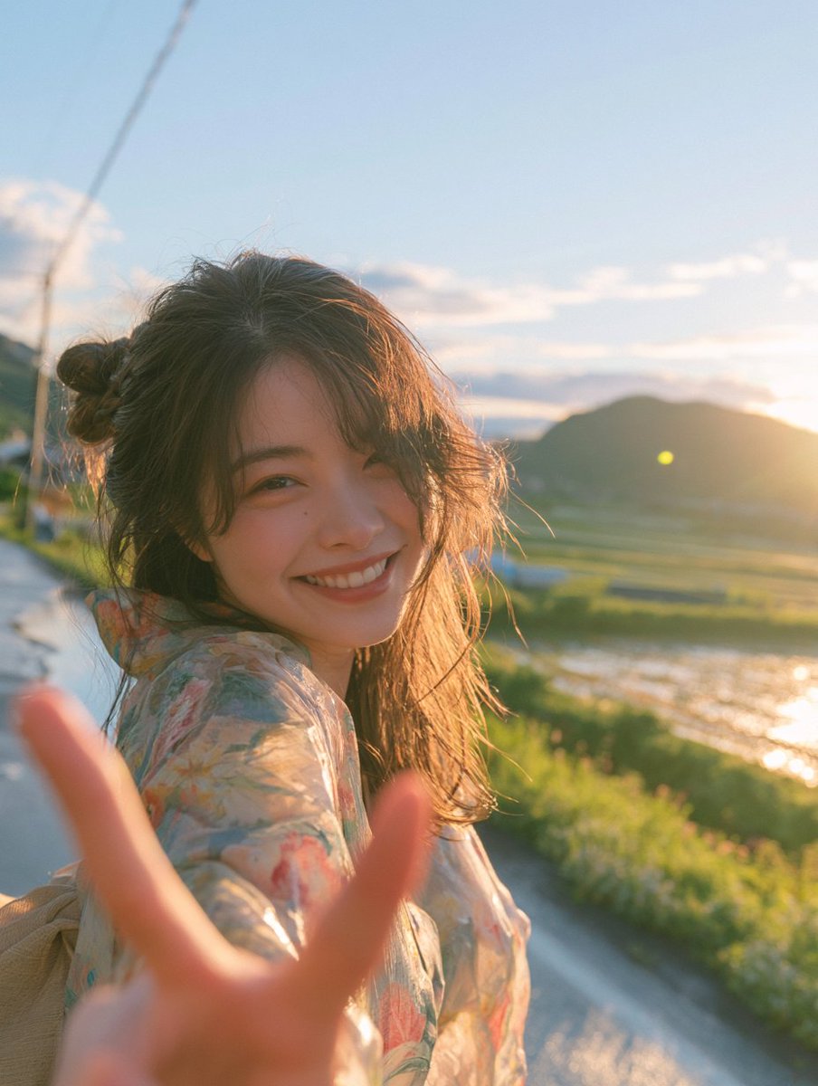 傍晚骤雨过后，我与你的夏日祭。 提示词（midjourney）： Japanese woman in the evening, wearing a properly dressed tradi...