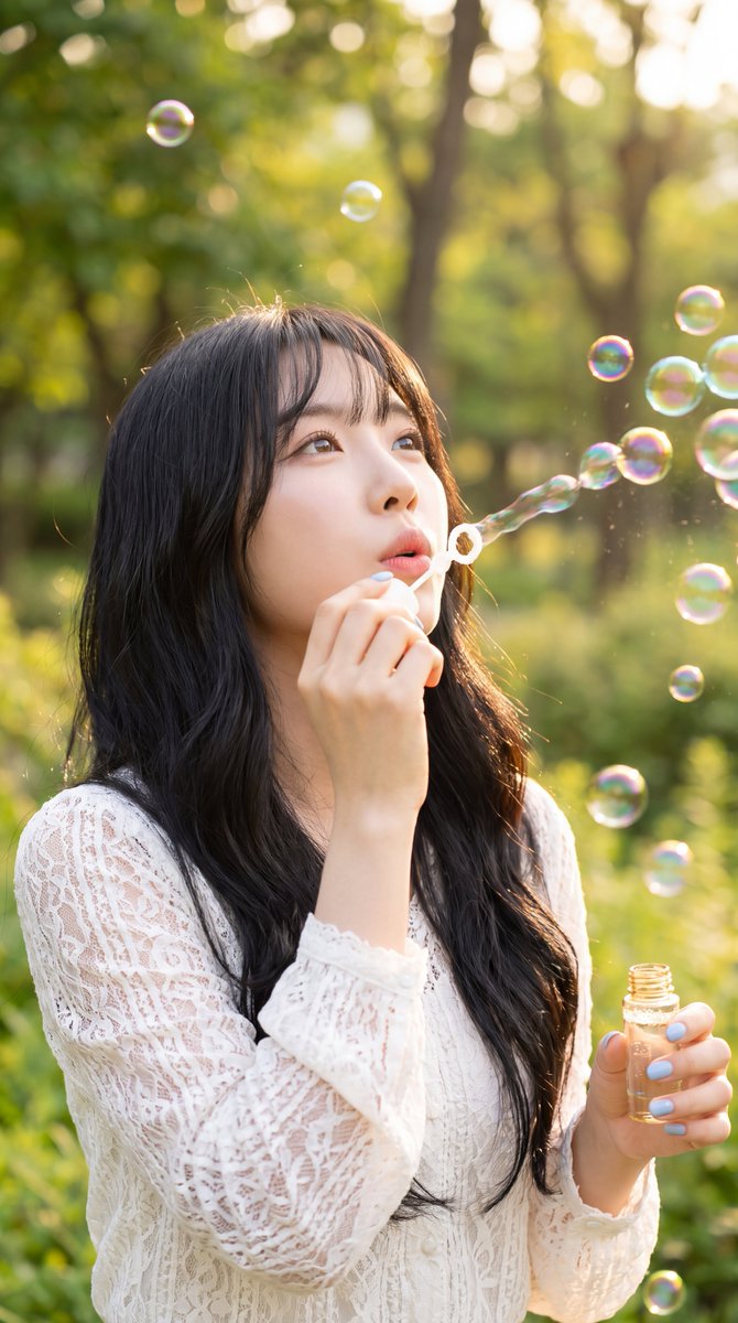 [Nano Banana Pro Prompt] ar 9:16 4K 一张超写实的人像照片，画面中是一位美丽的年轻东亚女性，她拥有一头浓密蓬松...