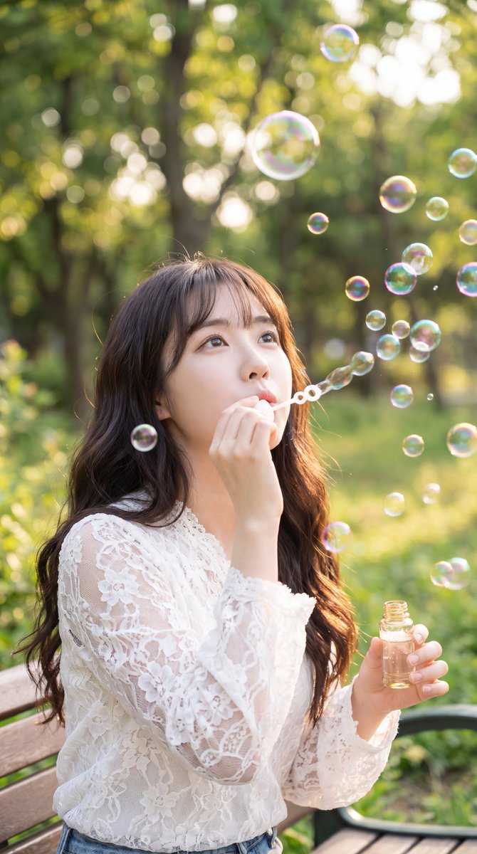 [Nano Banana Pro Prompt] ar 9:16 4K 一张超写实的人像照片，画面中是一位美丽的年轻东亚女性，她拥有一头浓密蓬松的黑色长卷发，自然地披散在肩头并垂落至背部，柔和...