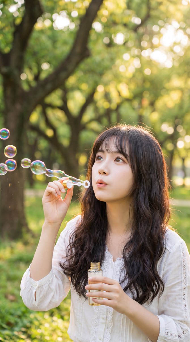 [Nano Banana Pro Prompt] ar 9:16 4K 一张超写实的人像照片，画面中是一位美丽的年轻东亚女性，她拥有一头浓密蓬松的黑色长卷发，自然地披散在肩头并垂落至背部，柔和...