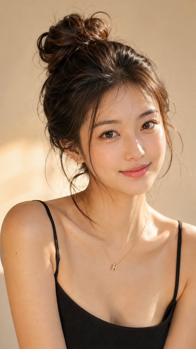 GPT Image 2 on ChatGPT Prompt; 超写实的美丽人像摄影，镜头中是一位迷人的年轻东亚女性，肌肤自然水润、透亮发光，五官...