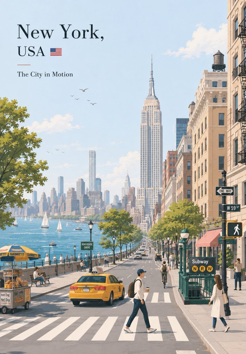 GPT 图像 2 提示词（ChatGPT） [CITY_NAME] 高级极简扁平矢量旅行海报，3:4 竖版格式。 设计一张原创且考究的旅行海报，...