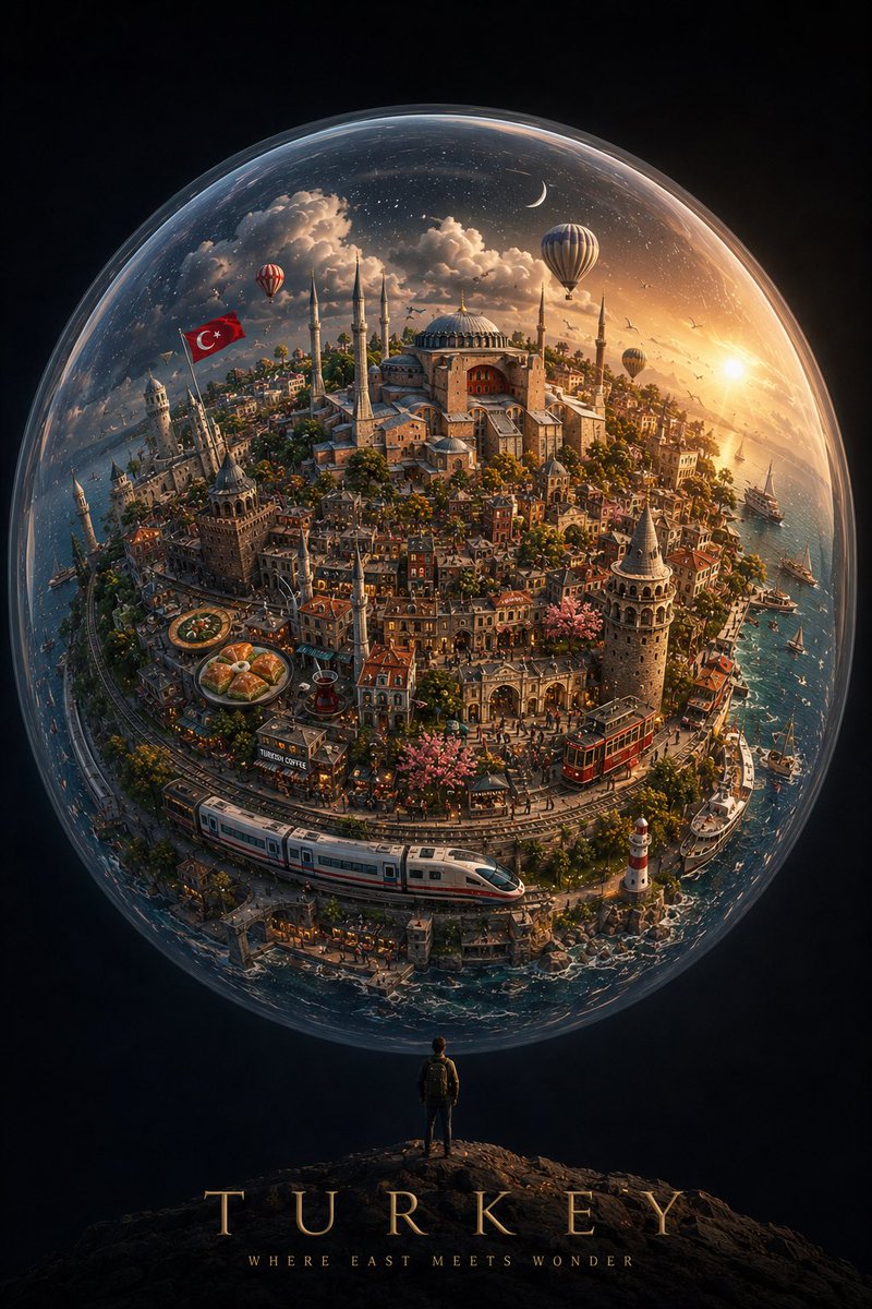 创作一幅引人注目的竖版 4:5 概念艺术作品，以 [CITY / COUNTRY] 化身为一个微小漂浮的世界，悬于一片广阔、深邃而极简的天空之中。 [ CITY / COUNTRY ] 的全部...