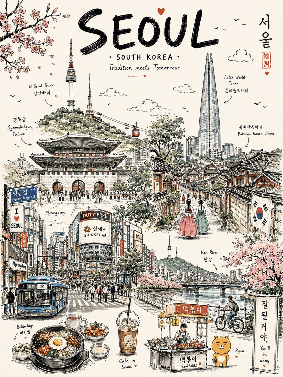 为 [COUNTRY] 创作一张垂直 4:5 的高端旅行海报，以一幅优雅、连贯的手绘线条艺术作品的形式进行插画。 不要将各个地标单独放置，而是让它们有机地彼此交融，仿佛整个国家是在一次不间断的...