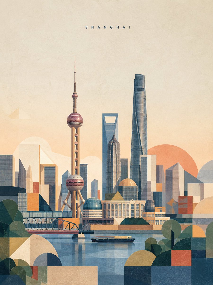 创作一张精致的竖版 3:4 旅行艺术海报,以 [DESTINATION] 为主题,设计为当代高雅美术印刷品。 核心概念 地标 70% + 几何抽...