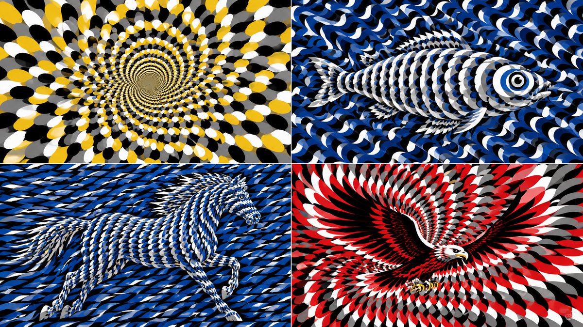 2x2 网格，16:9，AI 自选主题：static_motion_subject select visual_output from late...