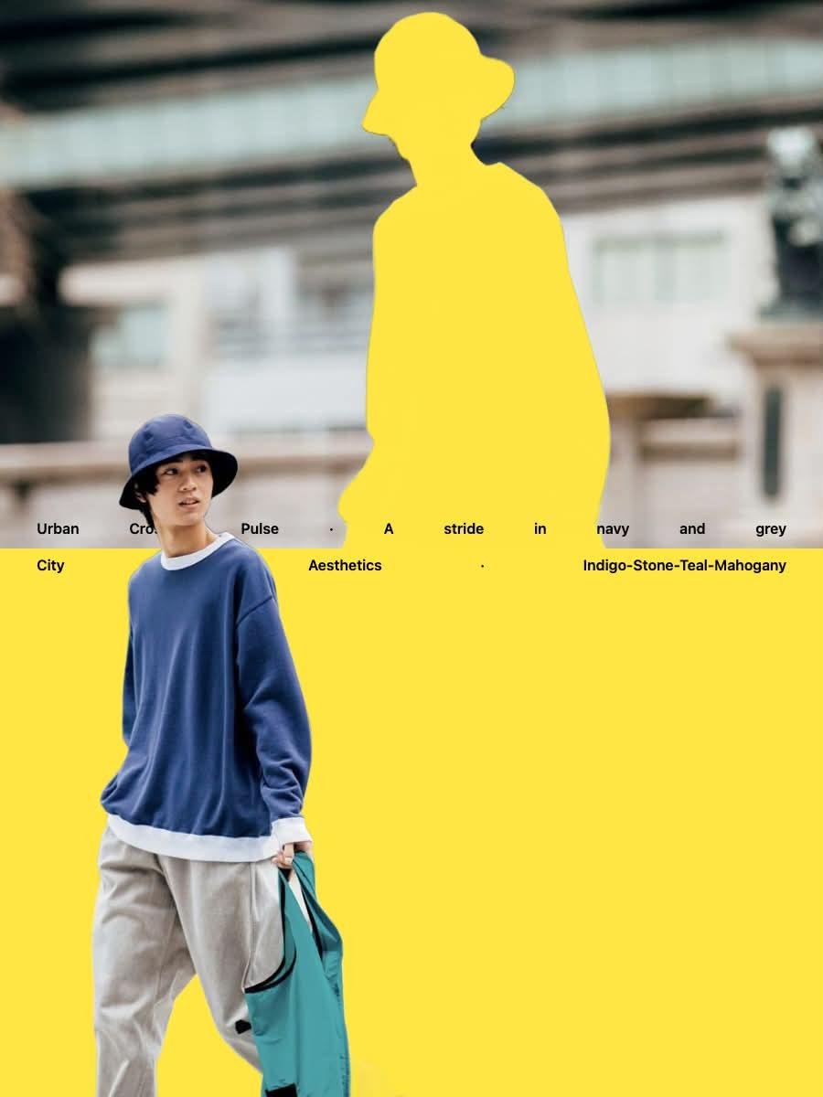 创作一张高端编辑风格时尚大片图像，灵感来自两张参考图：一位年轻东亚模特自然地穿行于现代都市建筑环境中。捕捉自然抓拍式的全身行走姿态，单腿迈出处于步态中途，姿态放松，神情平静而从容。造型采用当代...