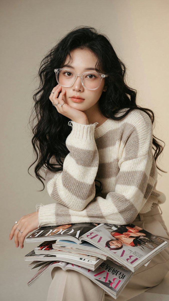 [Grok Imagine Prompt] ar 9:16 2K 画质 二十岁出头到中段的年轻东亚女性，白皙瓷器肌带有柔和自然的光泽，大而杏仁状的棕色眼睛带有自然的双眼皮，长长的深色睫毛，柔和...
