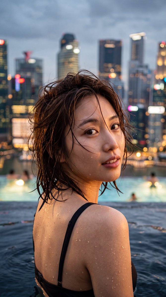 [Nano Banana 2 Prompt] ar 9:16 4K 一张高度写实、电影感的特写肖像照：一位年轻的东亚女性，拥有白皙、带有水光的肌...