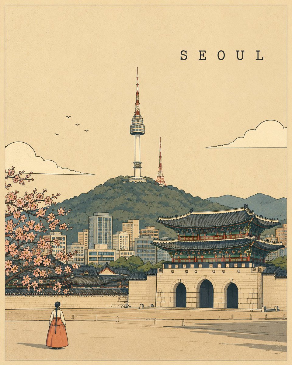 以严格的 4:5 纵向比例,创作一张高端极简风格的插画旅行海报,主题为 [PLACE]。围绕该目的地最具标志性的地标、景观或文化特色,构建居中、均衡的构图,并自然地适应该地点的特点。使用粗实的...